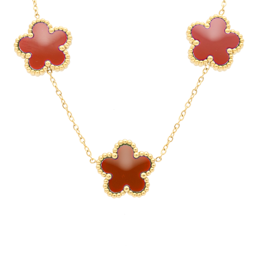 Collana Fiori Rossi Gold