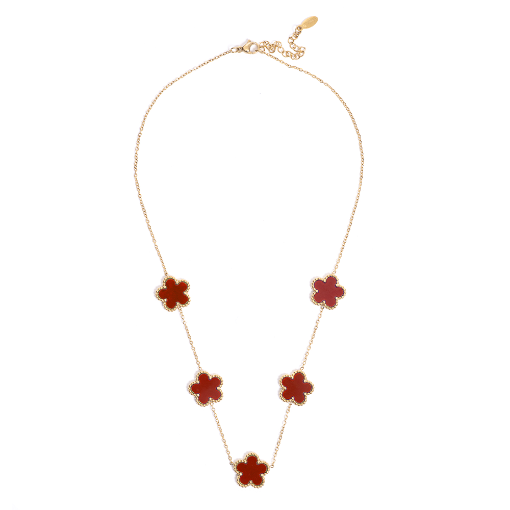 Collana Fiori Rossi Gold