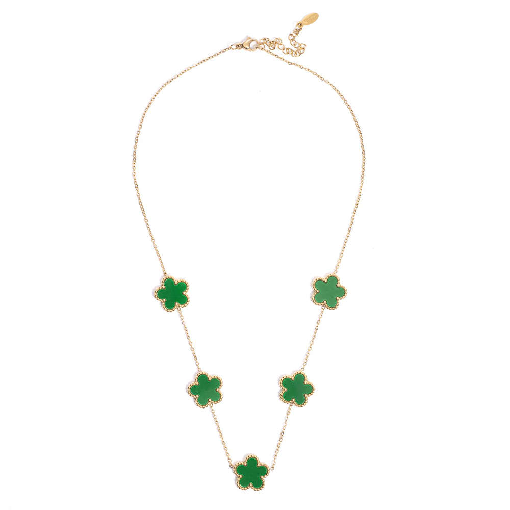 Collana Fiori Verdi Gold