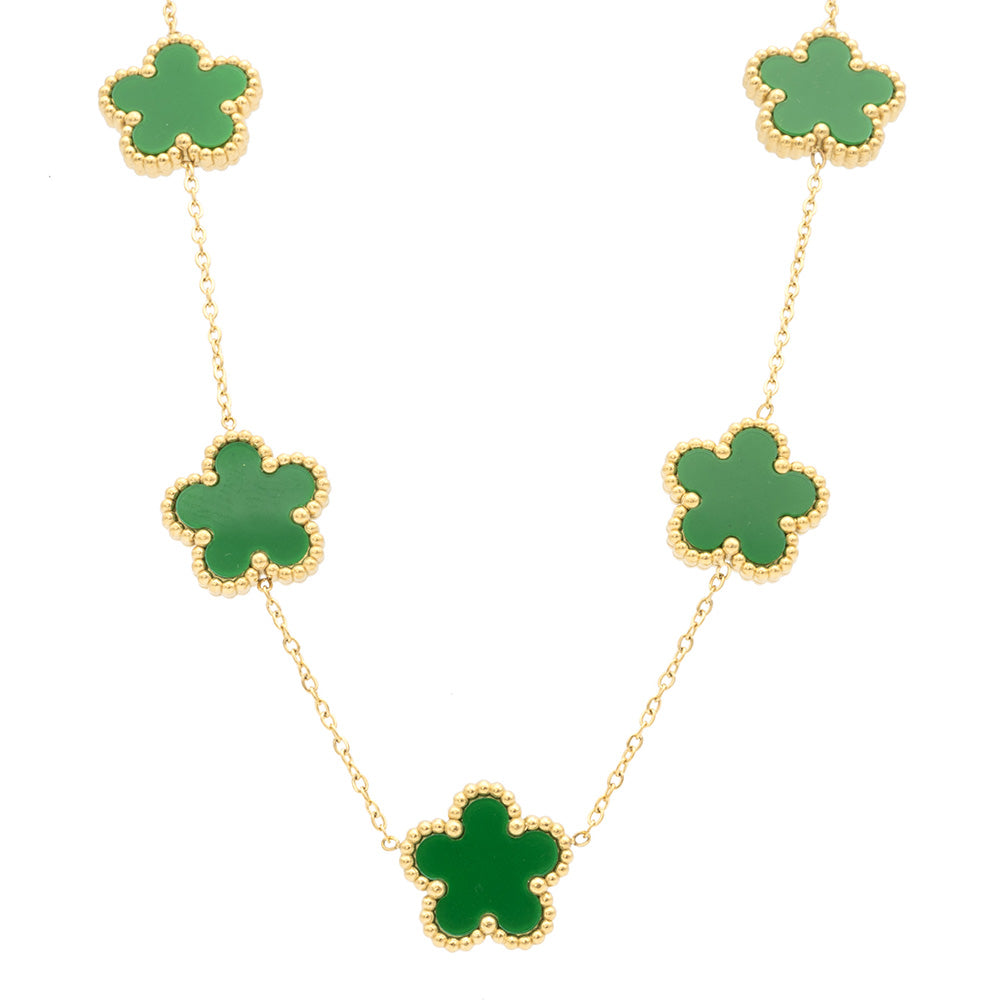 Collana Fiori Verdi Gold Small