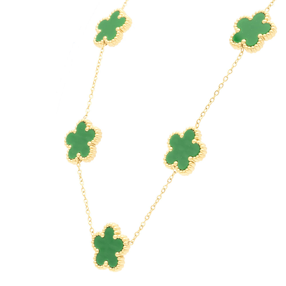 Collana Fiori Verdi Gold Small