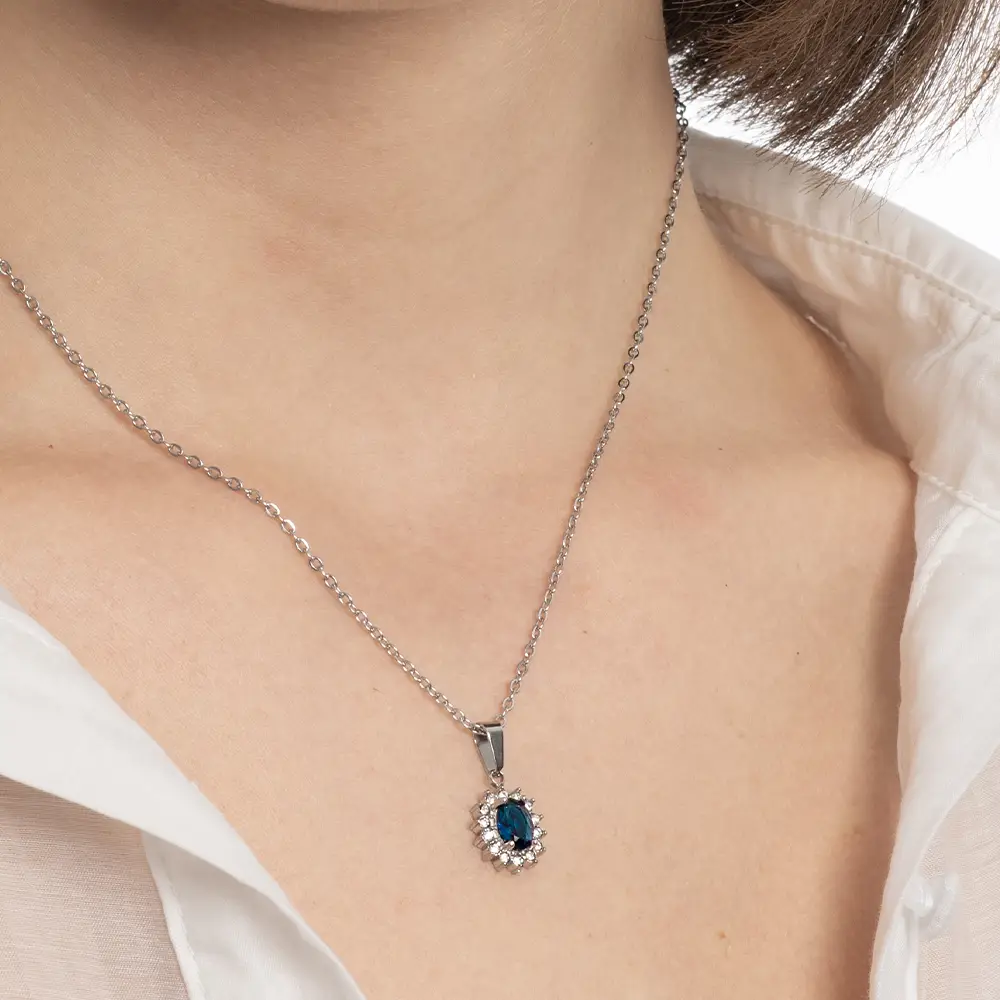 Collana Gemma Blu Silver