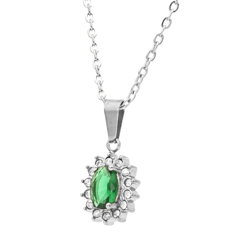 Collana Gemma Verde Silver