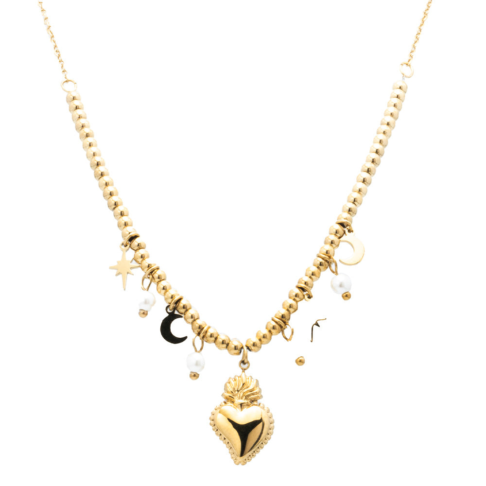 Collana Gold Cuore Fiammeggiante