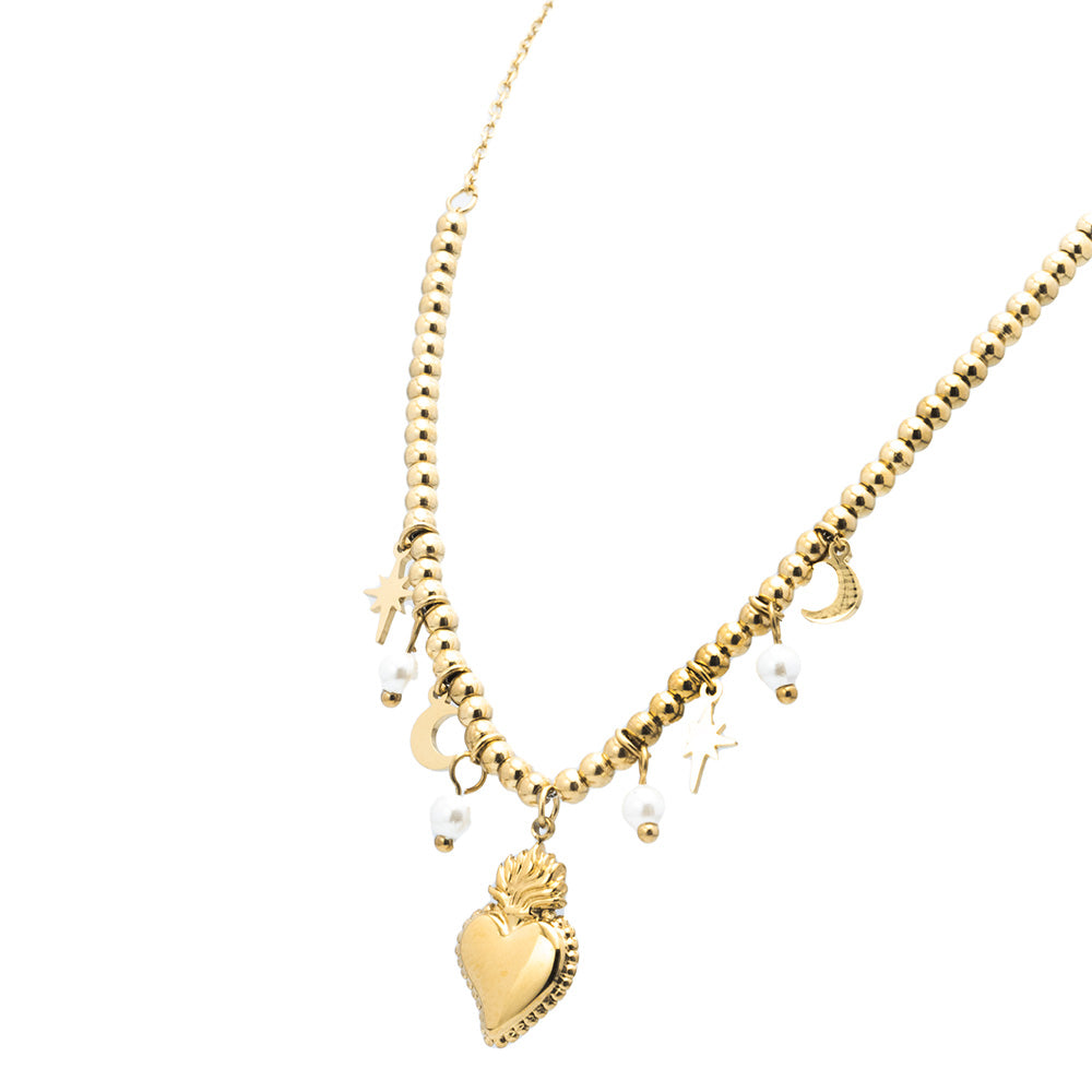 Collana Gold Cuore Fiammeggiante