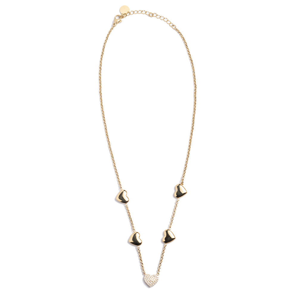 Collana Gold Cuori e Gemme a Pavè