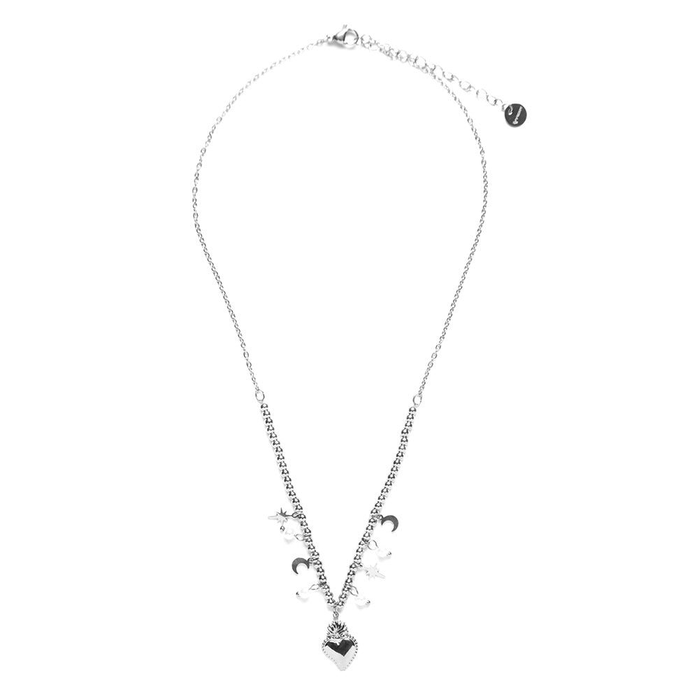 Collana Silver Cuore Fiammeggiante