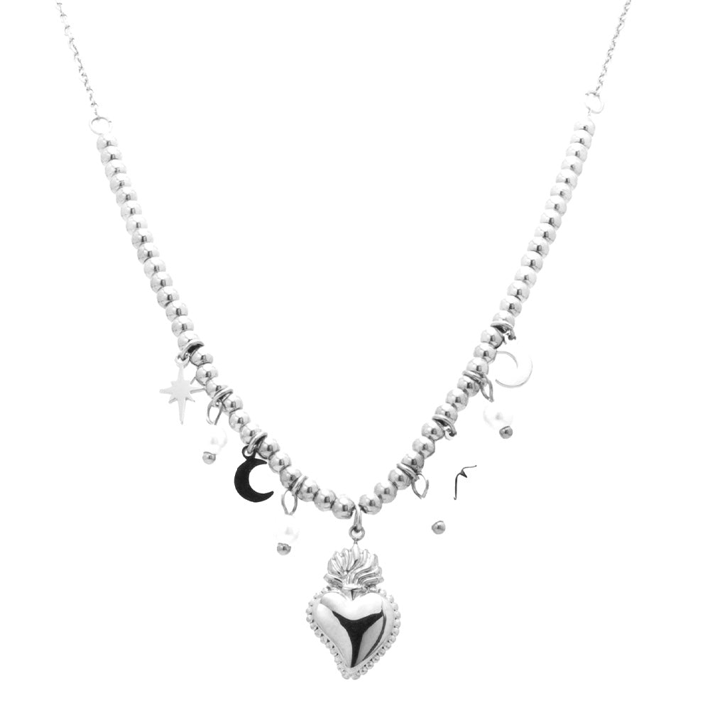 Collana Silver Cuore Fiammeggiante