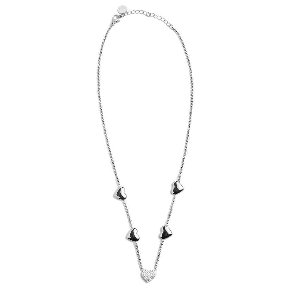 Collana Silver Cuori e Gemme a Pavè