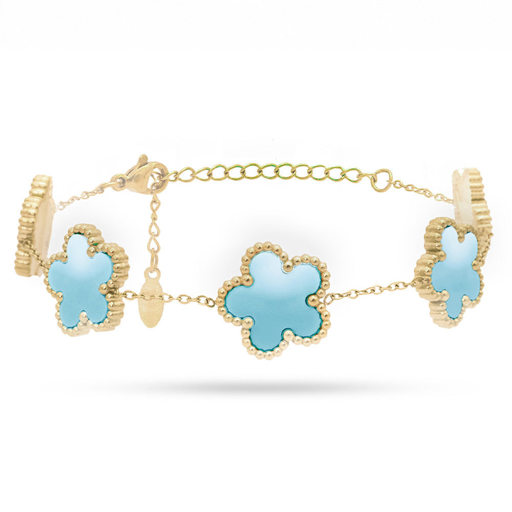 Bracciale Gold con Fiori Azzurri - Small - Bracciale