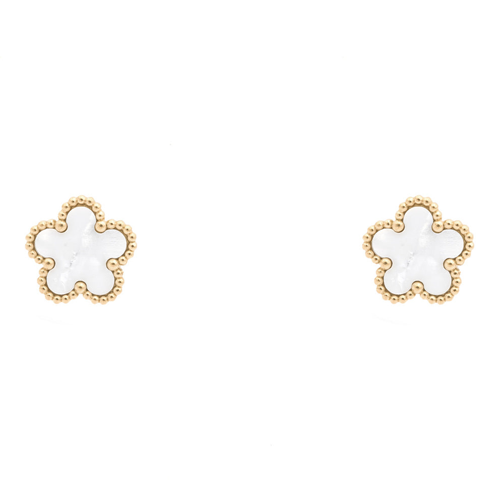 Orecchini Fiore Bianco Gold Small