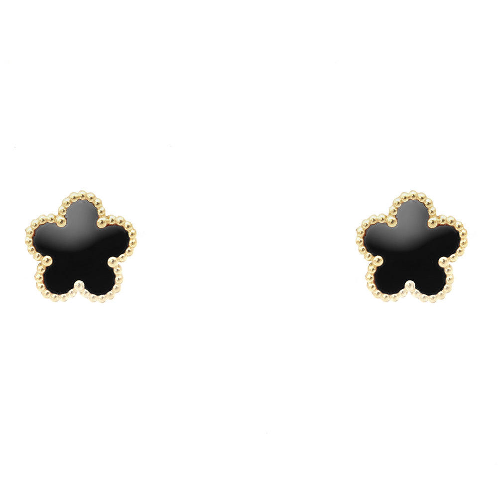 Orecchini Fiore Nero Gold Small