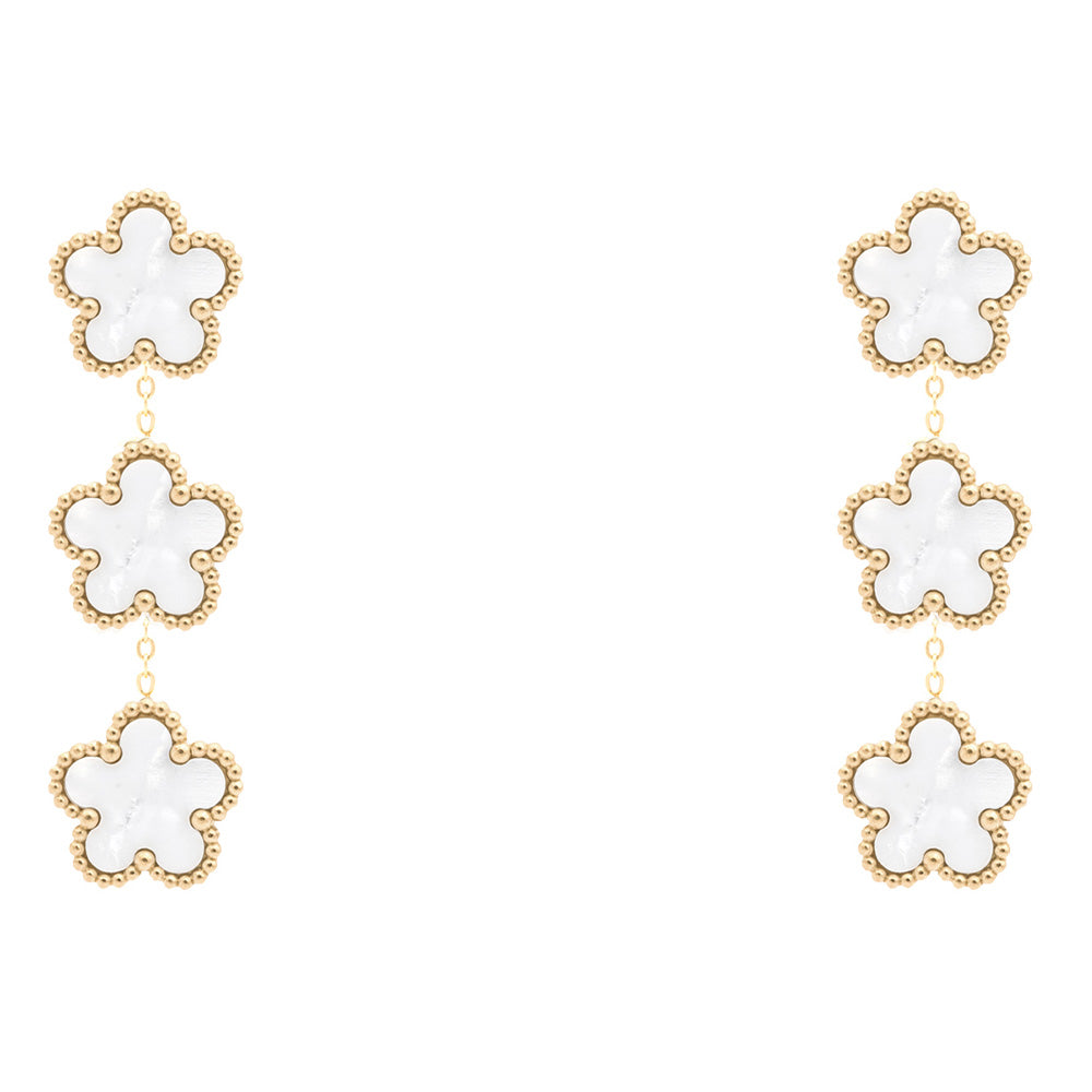 Orecchini Fiori Bianchi Gold Small