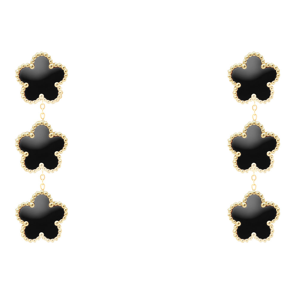 Orecchini Fiori Neri Gold Small